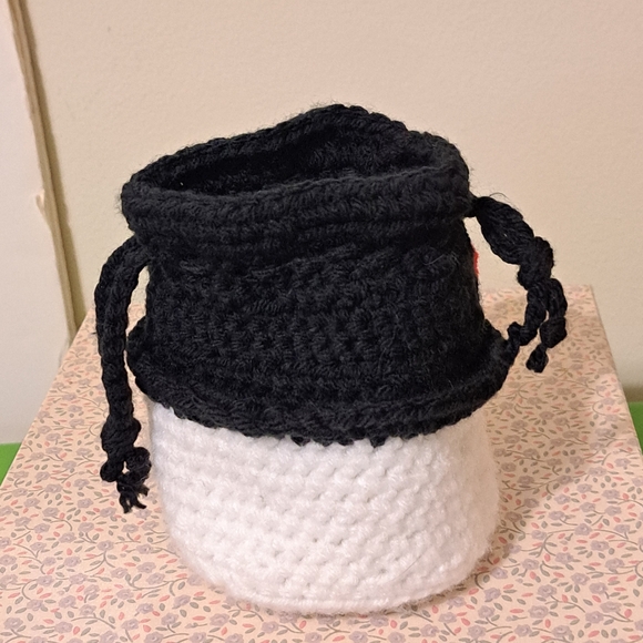 Handmade Snowman Gift Bag 5"Wx6"H drawstring  closure or give to a child. - Picture 3 of 7